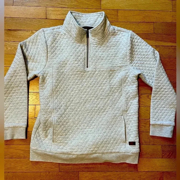 Quilted Gray Sweatshirt Outpost Makers Neutral Pullover Women’s M - Picture 1 of 6
